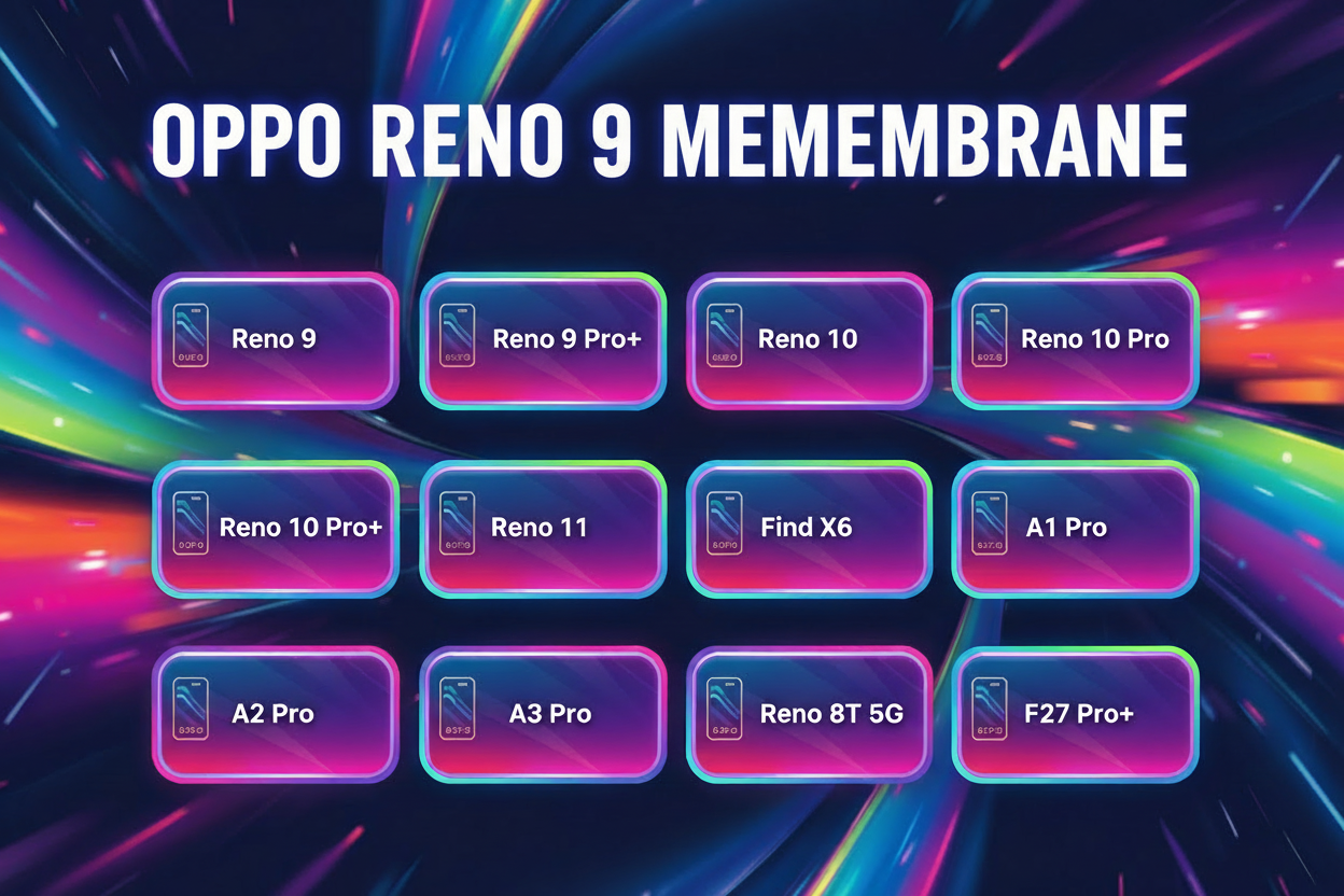 act like expect to generating chart 

i need a colorful chart with big heading OPPO RENO 9  MEMBRANE. 

there are 14th model will be in this chart .
Reno 9
Reno 9Pro
Reno 9Pro+
Reno 10
Reno 10Pro
Reno 10Pro+
Reno 11
Reno 11Pro
Find X6
A1 Pro
A2 Pro
A3 Pro
Reno 8T 5G
F27 Pro+